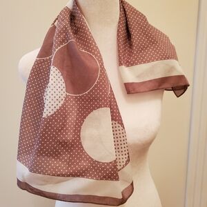 Vtg Betmar Scarf/wrap Made In Italy 100% Cotton Style 864 Brown/cream Polka Dots